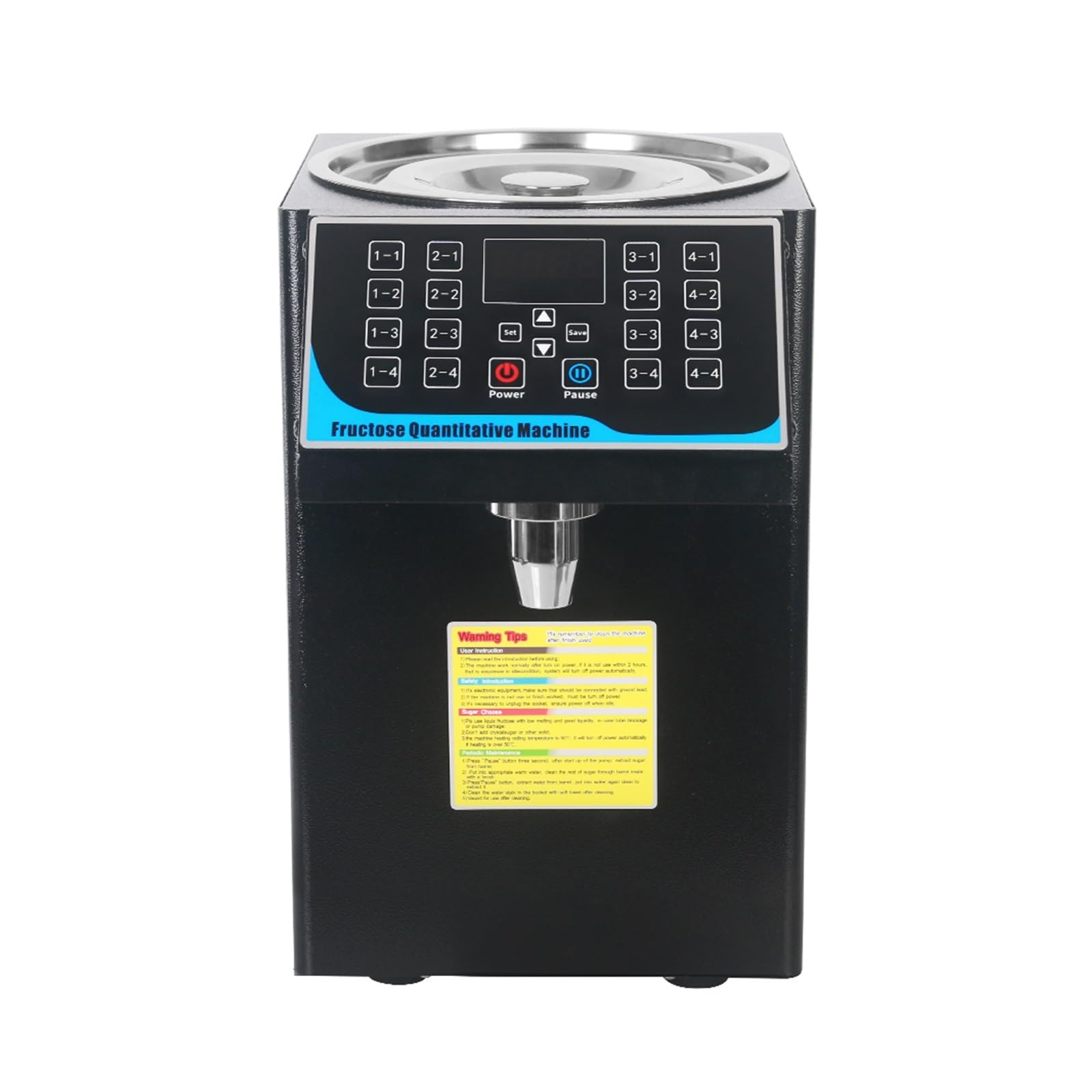 Syrup Machine, 16 Quantitative Fructose Machine 7.5L Syrup Dispenser for Bubble Tea Shop Stainless Steel
