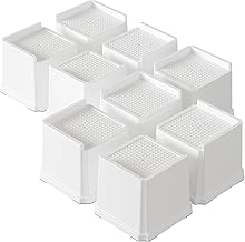 L-Shaped Bed Risers 4 Inch Heavy Duty 9 Pack Oversized Bed Furniture Elevators 1,500 lbs Lifts Up Riser for Sofa and Table, White