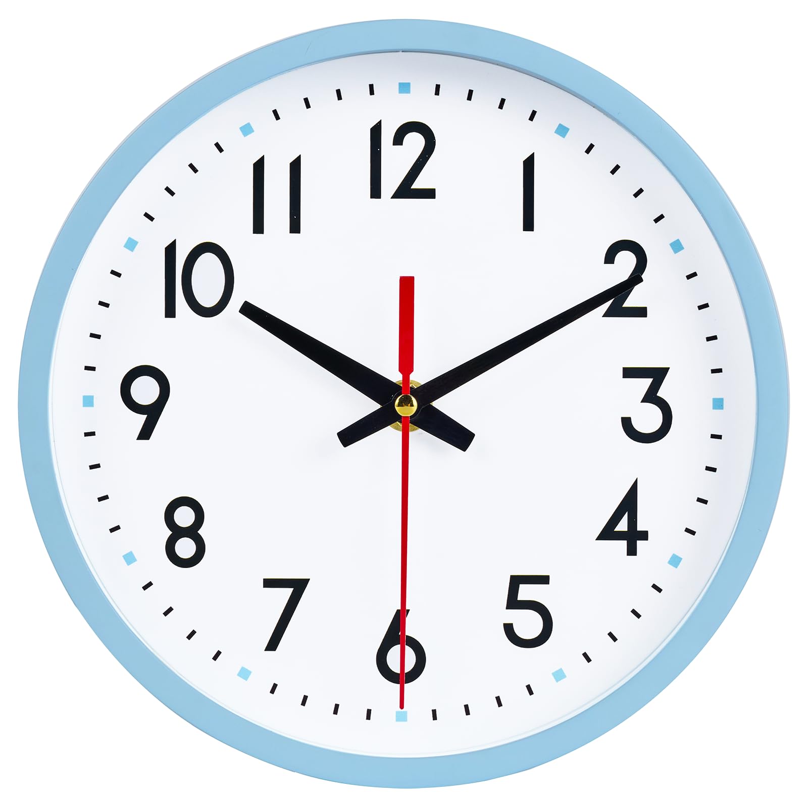 HZDHCLH Wall Clock Silent & Non Ticking Quartz, 8" Battery Operated Modern Wall Clock for Home School Kitchen Office Decor Clocks(Blue frame)
