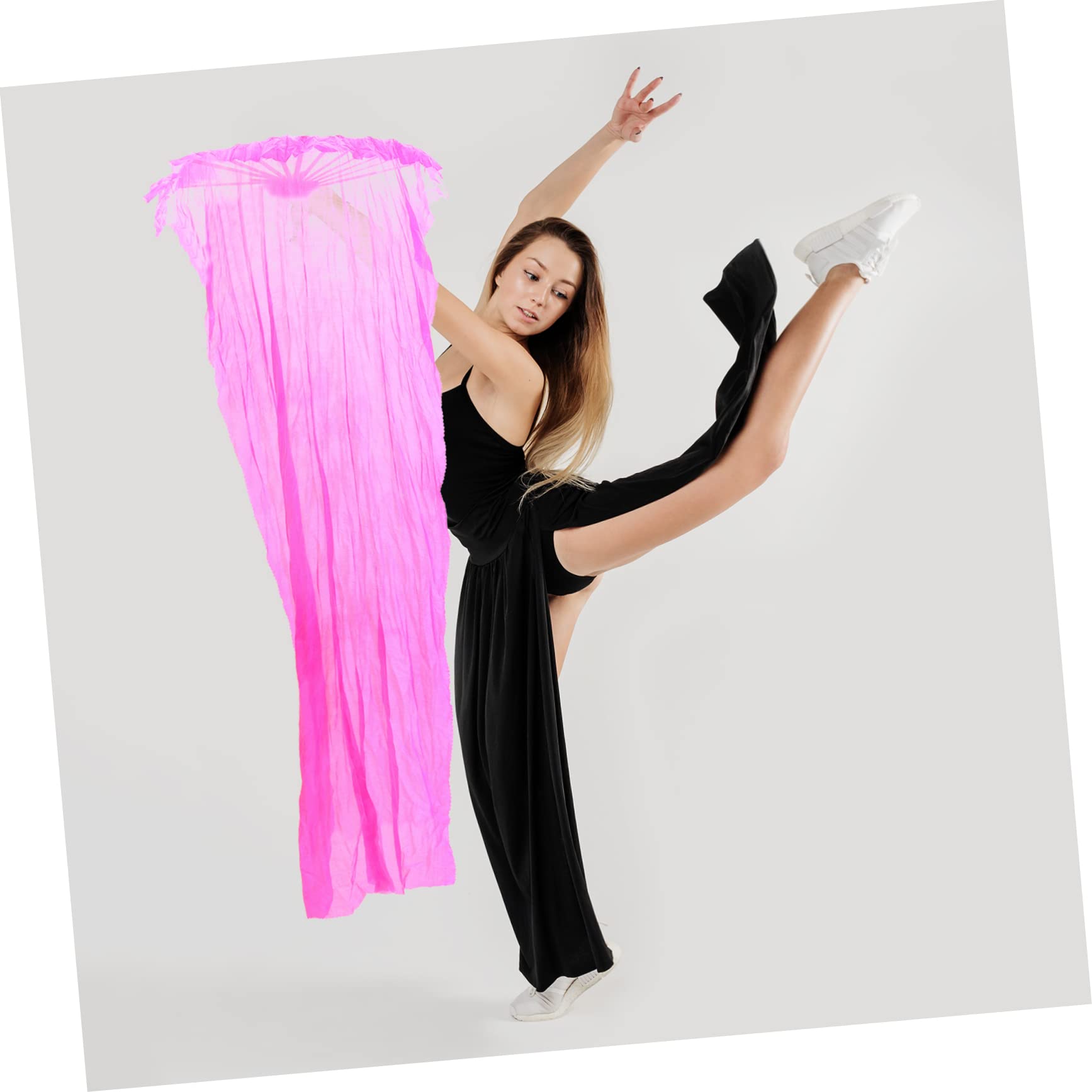Abanico de Baile Seda Giratorio Rojo Toddmomy
