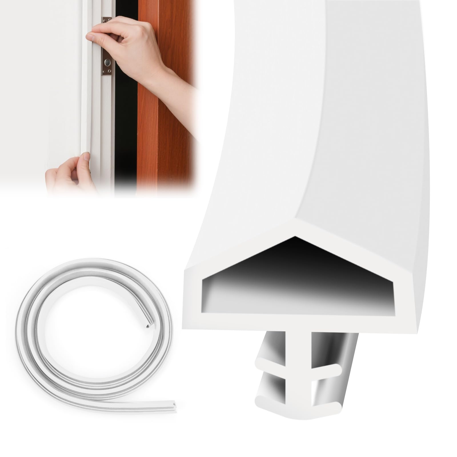 Junta para puerta de TPE, perfil de estanqueidad para marco de puerta, junta para aislamiento acústico, 12 mm, color blanco, 5 m/10 m/15 m/20 m/30 m disponible (30 m)
