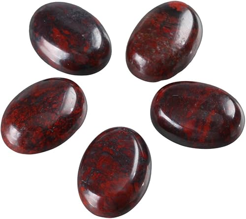 Adabele GCN-B8 - 4 unidades de piedra preciosa ovalada de jaspe rojo breczado natural de jaspe rojo breczado con parte trasera plana, piedra de
