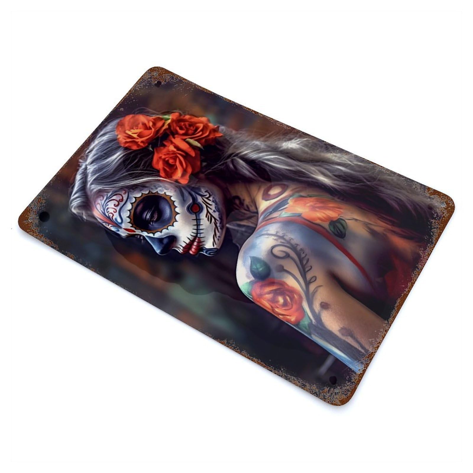 Garage Style Spectral Splendor Rust Effect Tin Sign 11.8"x7.9", Industrial Home Decor for Bar And Workshop