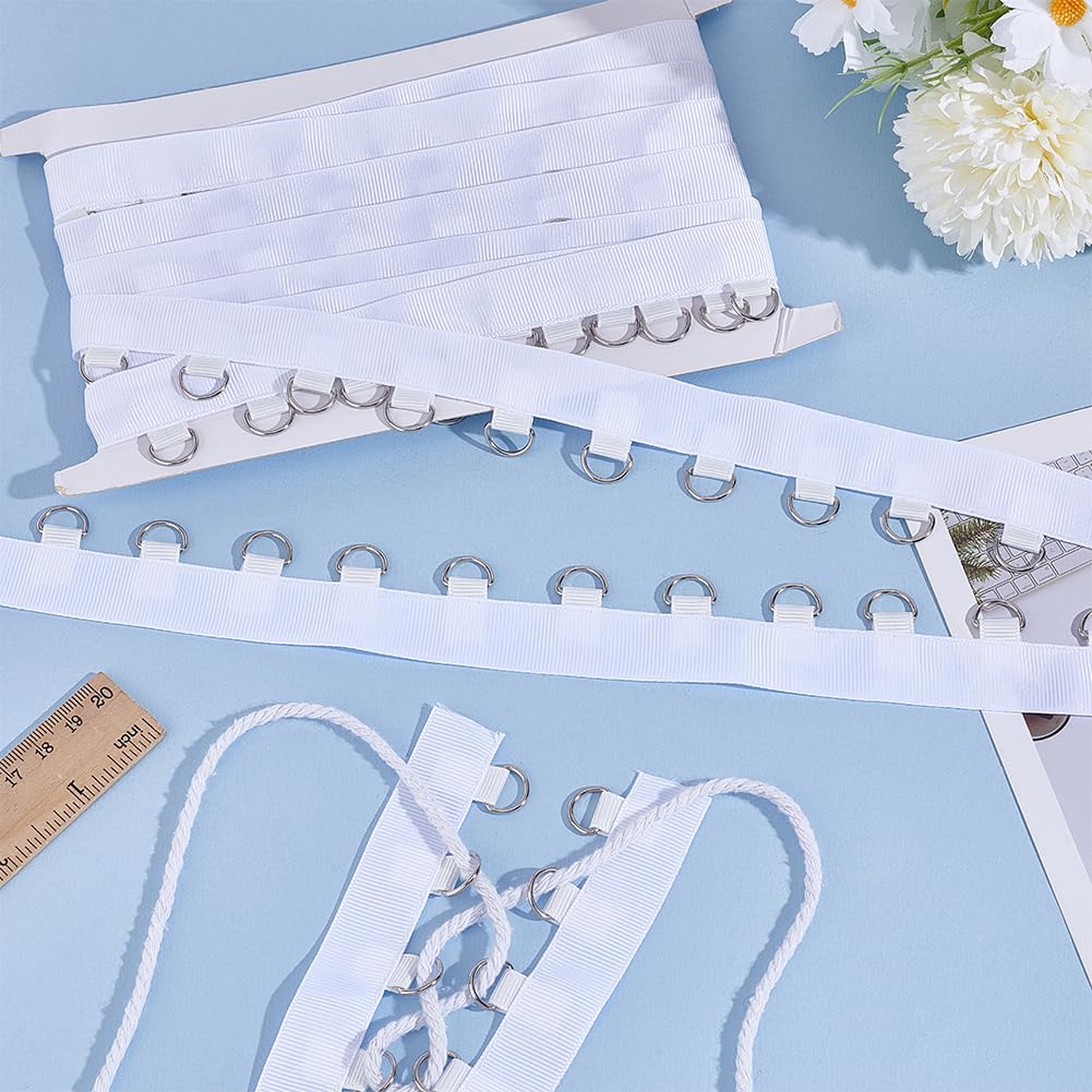 MAYJOYDIY 3.6m White Grommet Trim with D Rings 30mm Eyelet Grommet Tape Eyelet Trimming Ribbon Strip Twill Tape for Sewing Garment Corset Shirt Dress Skirt Decoration - Image 4
