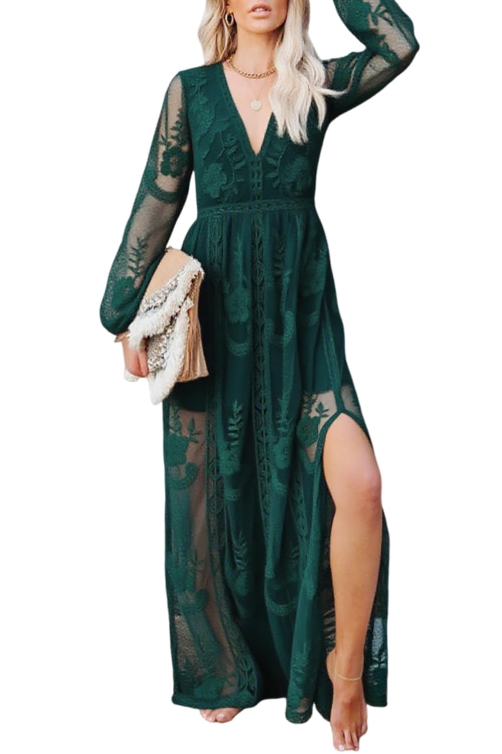 Women's Casual Off Shoulder Lace Maxi Dress Boho White Bridesmaid Wedding Evening Party Dresses