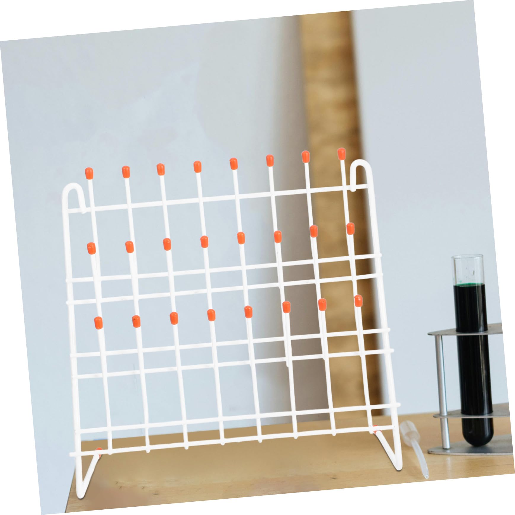 Soporte de Secado para Tubos de Ensayo de Hierro Revestido, Rejilla Drenaje 24 Posiciones para Laboratorio, Estante Práctico para Secar Vasos y Tubos de Laboratorio
