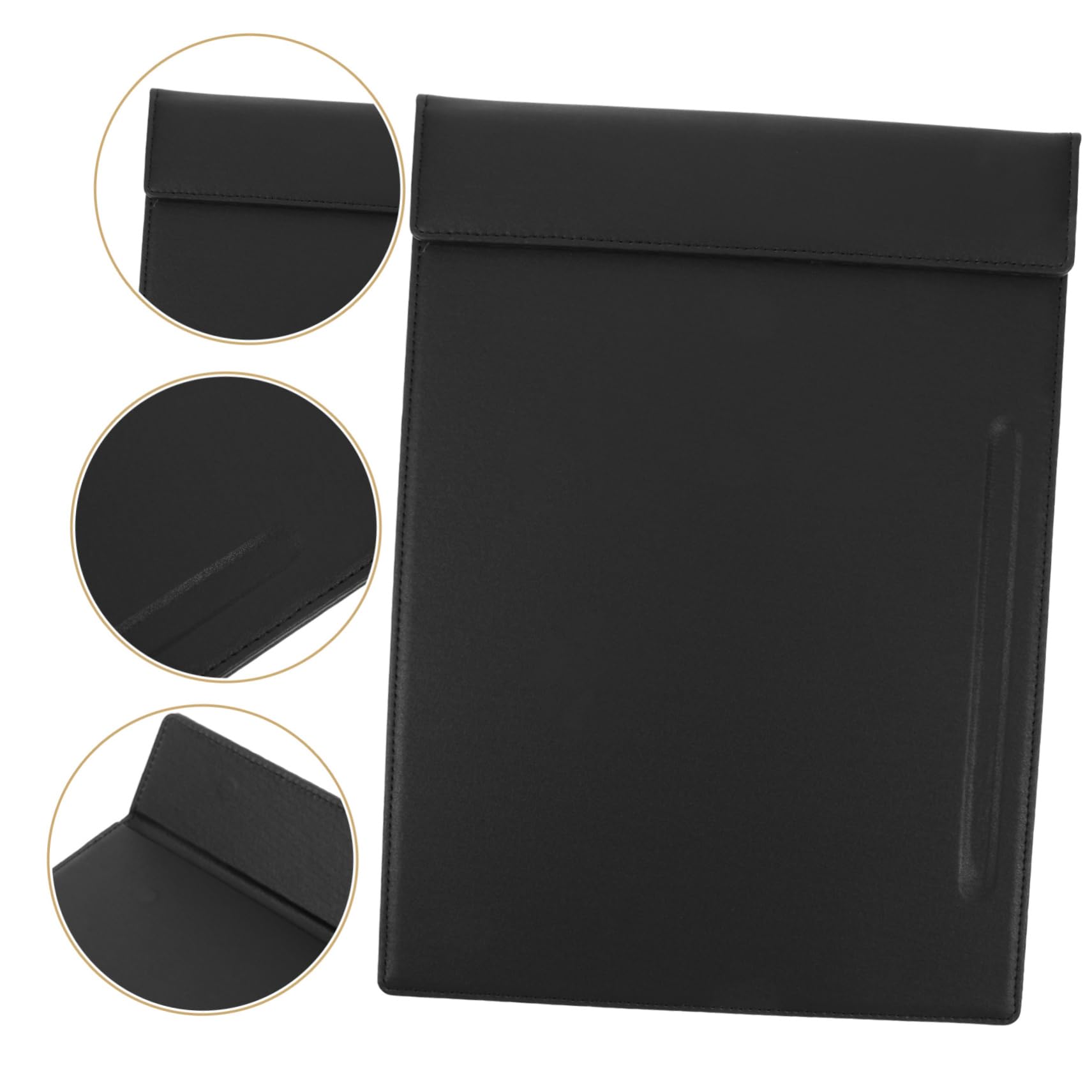 Porta Menú de Cuero Negro Cierre Magnético, Protege el Papel y Sirve para Restaurante o Bar, Tablero de Escritura