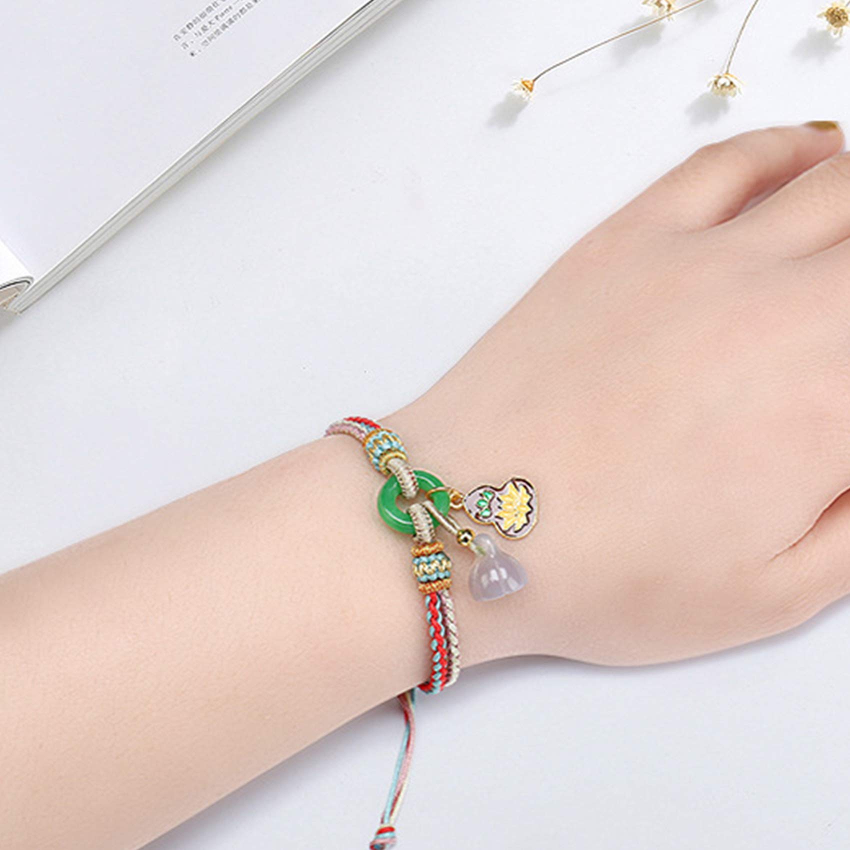 Braccialetto braccialetti di perline, braccialetti di protezione for uomo donna ， braccialetto di loto di cristallo di calcedonio naturale antico braccialetto blu bruciato Feng Shui for donne talisman