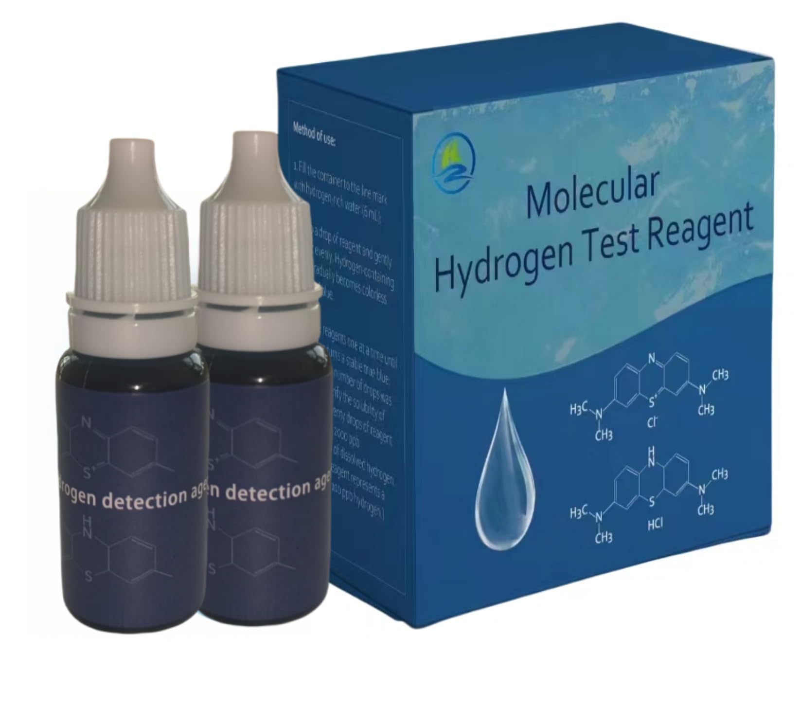 Dissolved Hydrogen Test Reagent, Measuring Molecular Hydrogen Concentration in Water, Blue Drops for Hydrogen Water Generator Bottle,2pack