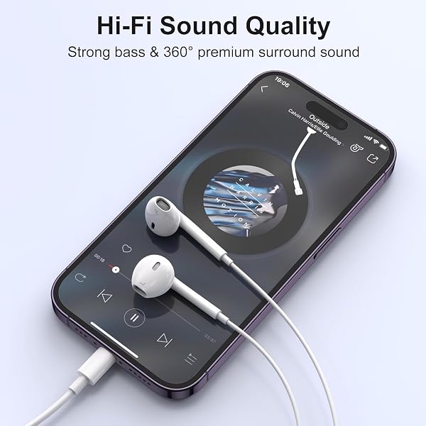 Auriculares con Cable para iPhone , Auriculares In-Ear Lightning con Micrófono y Control de Volumen, Sonido Estéreo HiFi Antirruido, Compatibles con iPhone 14/14 Pro/13/12/11/XR/XS/X/8/7/SE iOS - 4