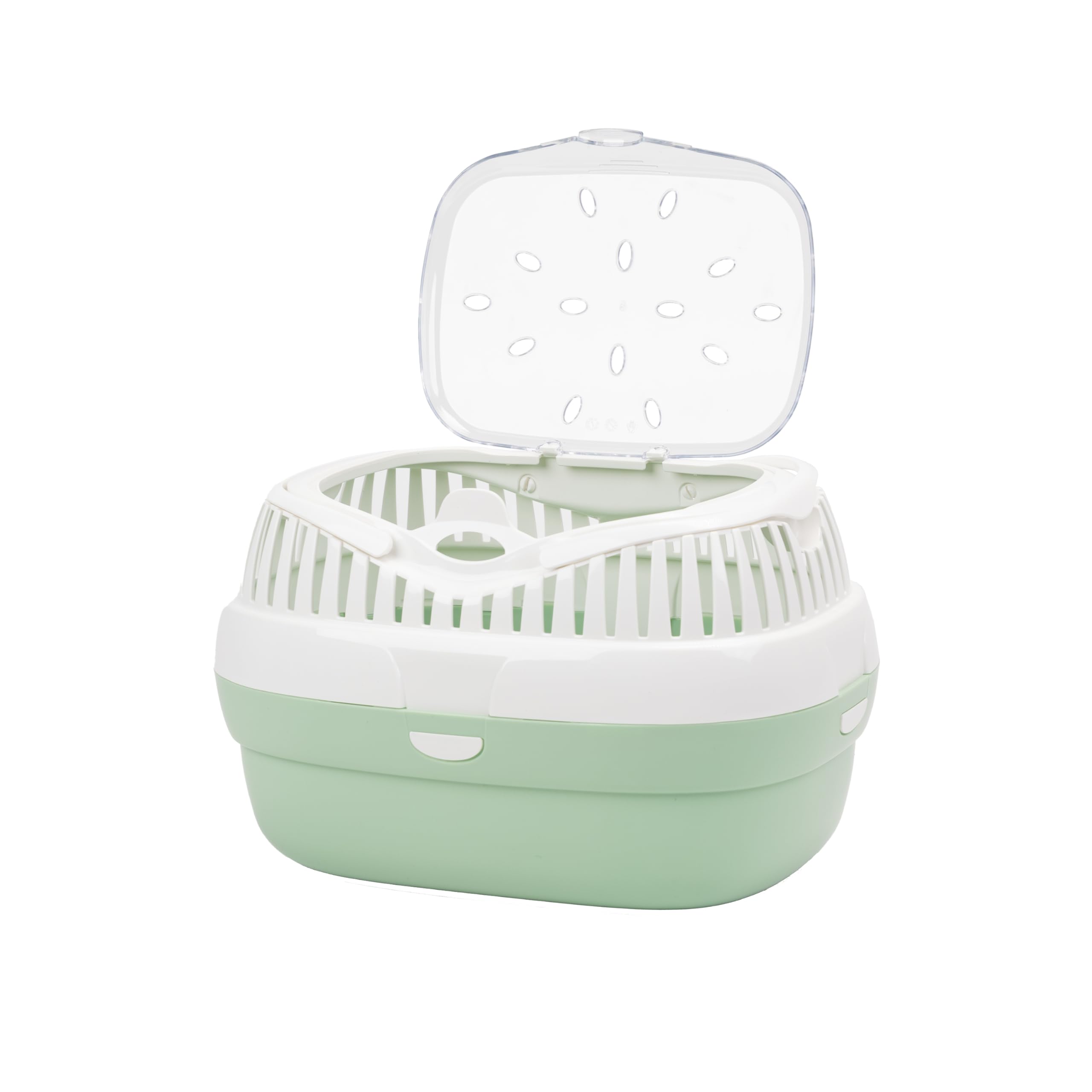 Ferplast Trasportín para Conejos, Conejillos de Indias y Ratones ALADINO Large Jaula de Viaje para roedores y Conejos, Plástico, Rejillas de ventilación, Cómoda asa, 36 x 26 x h 23 cm Verde
