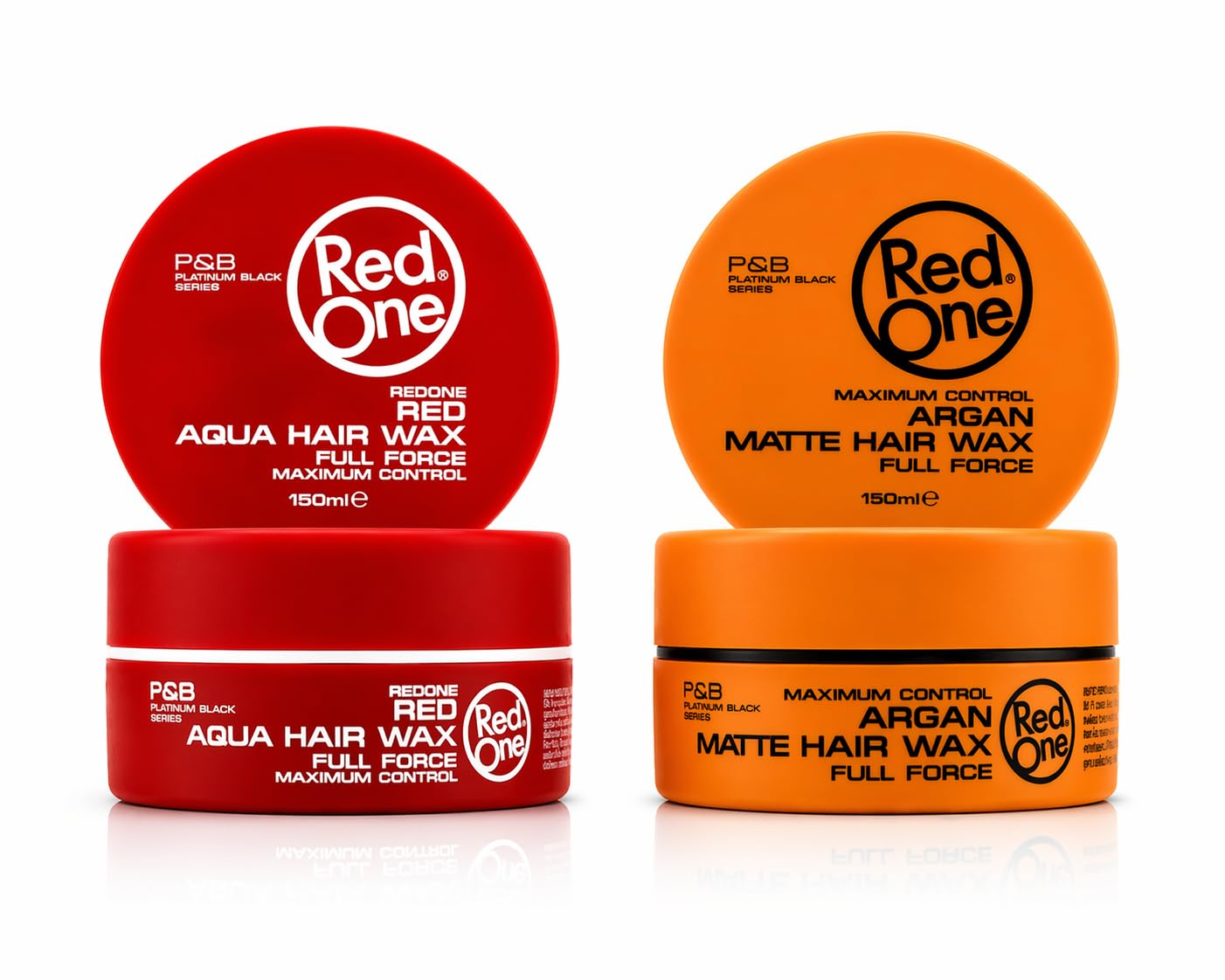 RedOne Aqua Hair Wax Rojo + Argan Matte Hair Wax 150ml – Cera para Cabello Hombre con Fijación Fuerte, Control Máximo, Acabado Brillante y Mate
