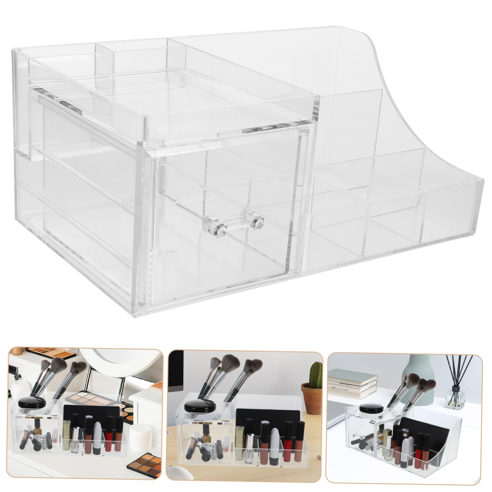 Mikinona Kosmetik Organizer mit Mehreren Schubladen aus Ps Platzsparend und Übersichtlich für Schminktisch und Make Up Aufbewahrung | Transparentes Design, für Schminktisch und Schmuck, Schlichtes Stilvolles Format