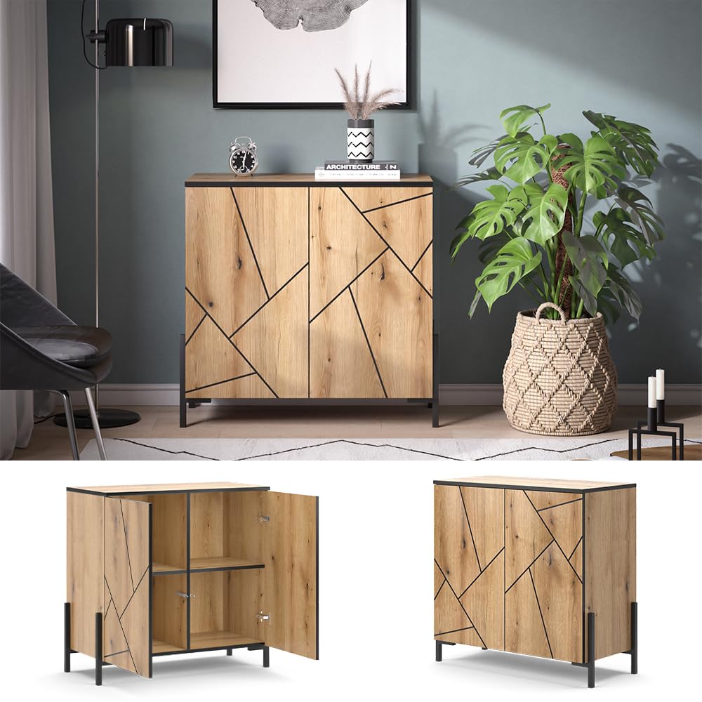 Vicco Aparador Hatto, Roble, 84 x 80.1 cm | apto para colocar y guardar en el dormitorio