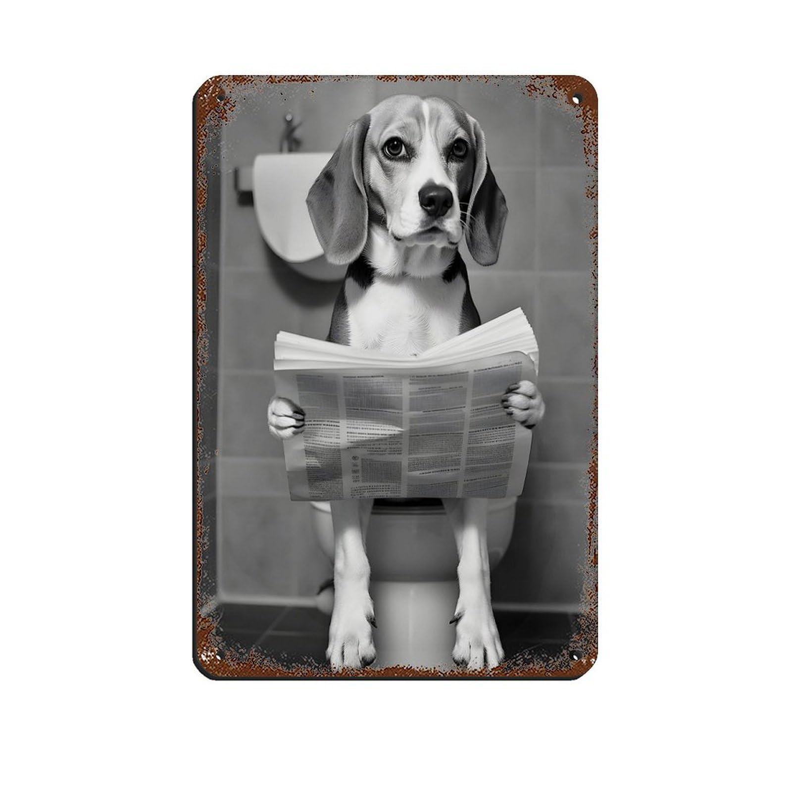 Lxwnze 20L X 30W Cm Beagle, Funny Bathroom Decor Retro Poster Metal Tin Sign Chic Art Retro Iron Painting Bar People Cave Cafe Family Garage Poster Wall Decoration 8X12inch(20X30cm)