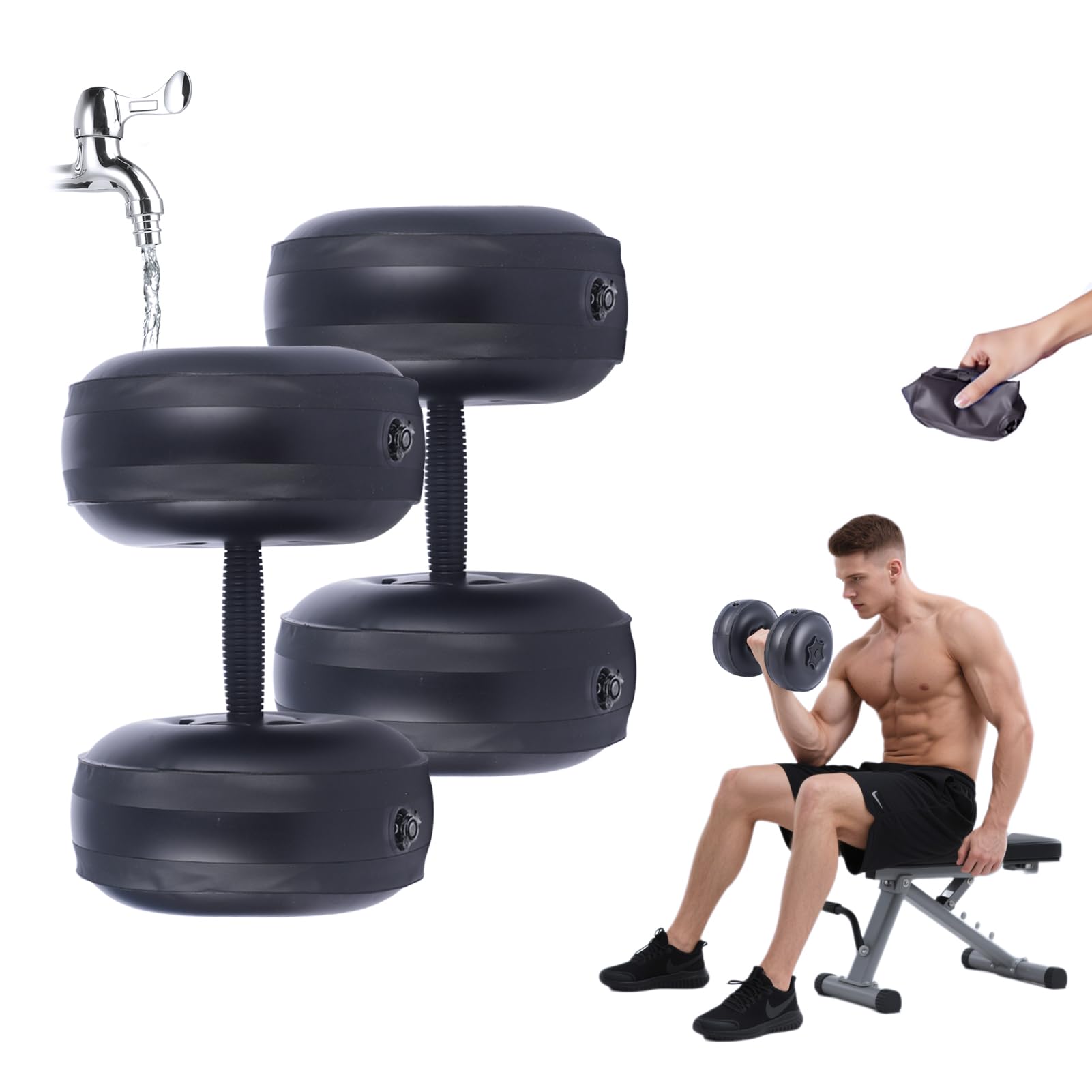 Wassergefülltes Kurzhantel-Set, wassergefüllte Gewichte, tragbare Reisegewichte, verstellbare Gewichte, tragbare Fitnessgeräte, Krafttraining, Fitness und Modellierung