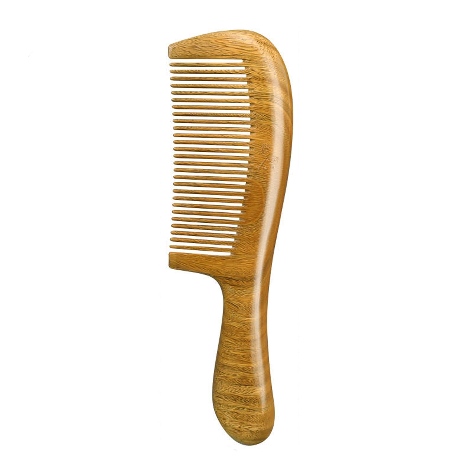 Peine para el Cabello, Peine de sándalo Verde Hecho a Mano con Mango, Peine de Madera antiestático para desenredar para Mujeres (Diente Fino A)