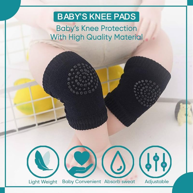 2 Pair Baby Knee & Elbow Pad Cushion Infant Toddlers Crawling Anti Slip Leg Warmer Baby Kneecap Protector for Unisex Kids Safety Knee Guard 1