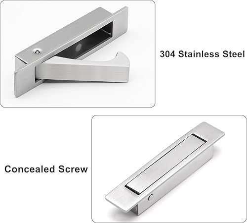 Miniatura 2 de Tirador de puerta de bolsillo, tirador de borde, acero inoxidable profesional 304, tirador de puerta de montaje empotrado para puerta corredera de