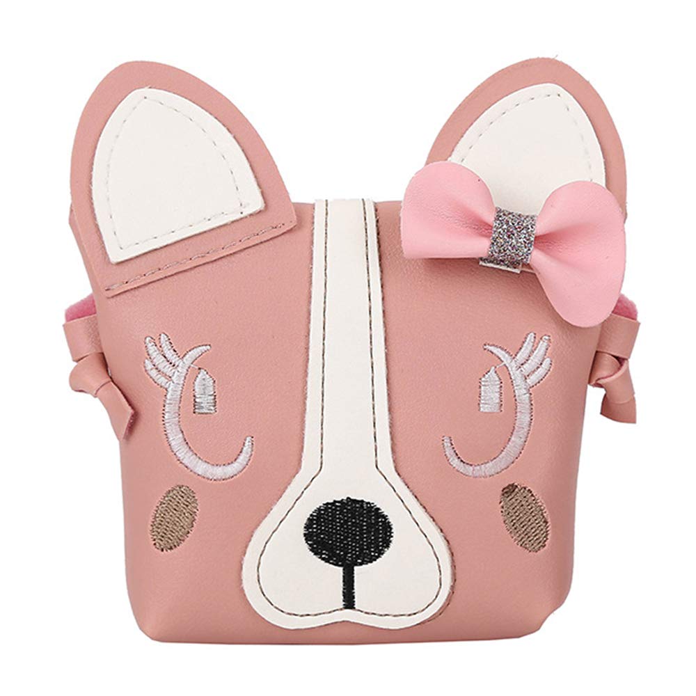 JienCloundLittle Girl Purses,Cute Puppy Shoulder Crossbody Bag with a Bowknot, Gifts for Little Girls (Pink)