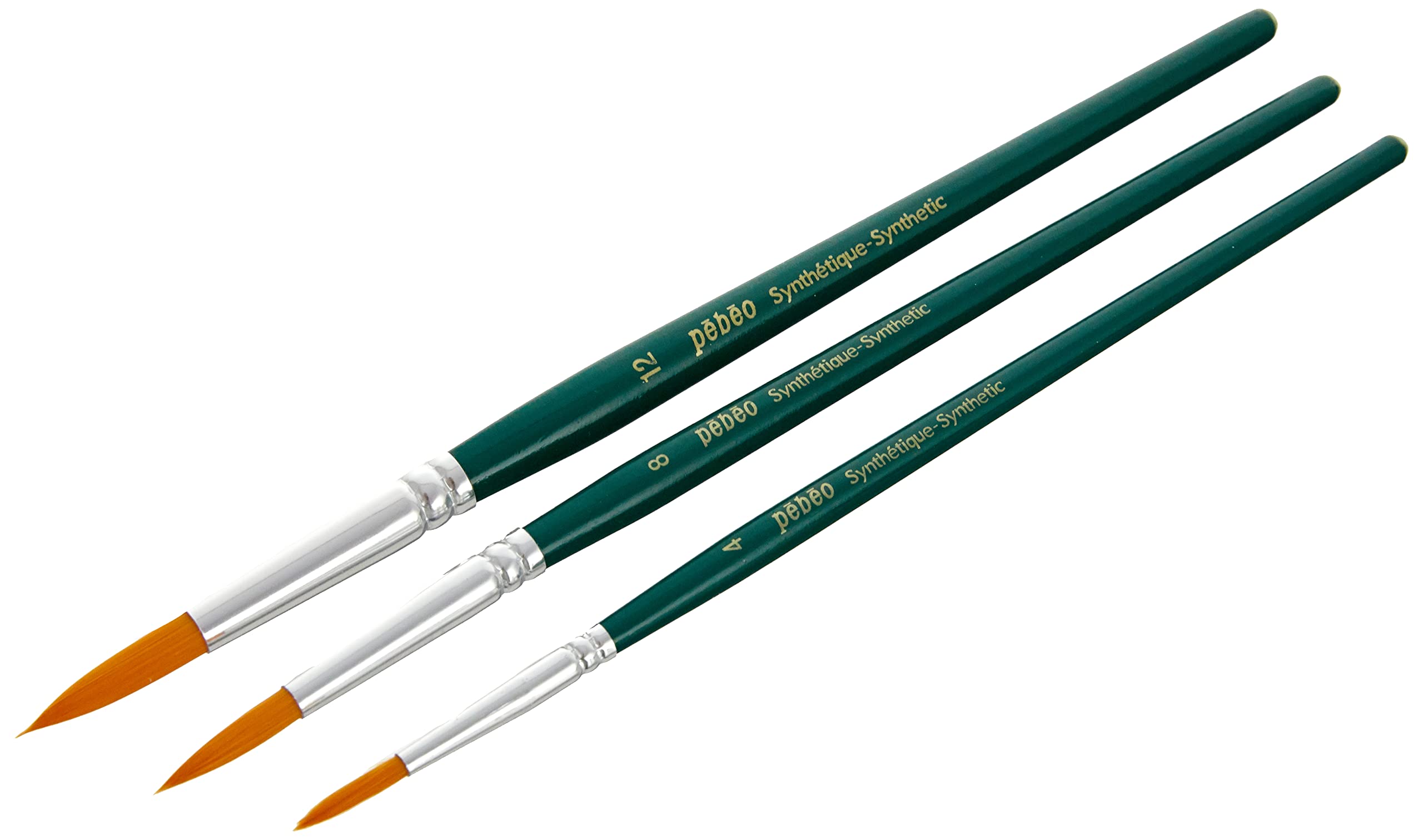 Pébéo 829298 Eveil Artistique Set of 3 Brushes No. 4/8/12 Round Synthetic