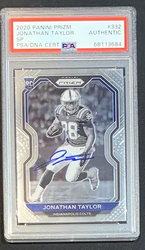 Jonathan Taylor 2020 Panini Prizm SP Negative Signed Football Rookie Card RC #332 PSA
