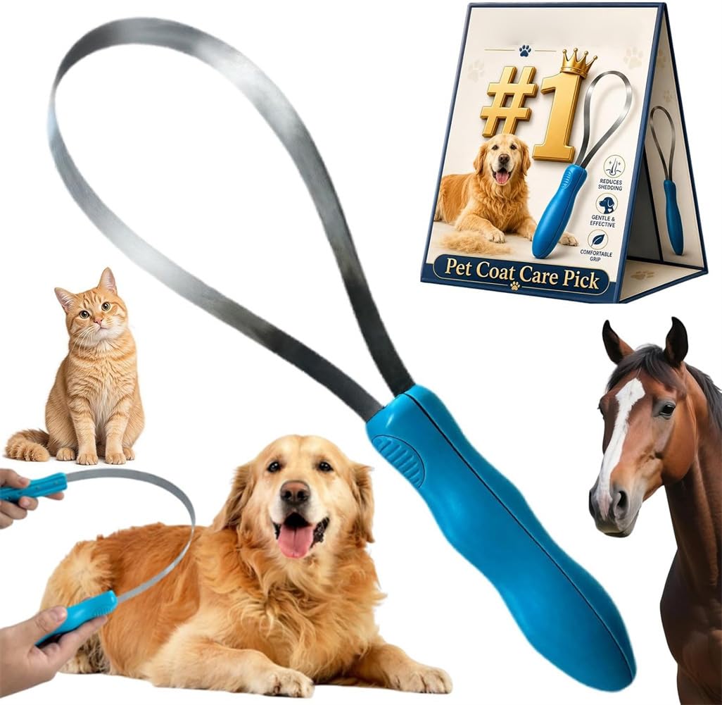 Dual Sided Shedding Blade for Cats & Dogs, Dual-Sided Stainless Steel Grooming Tool, With Abs Grip Shedding Blade,Heavy Shedding Removes Loose Hair and Undercoat (Single Loop-L)