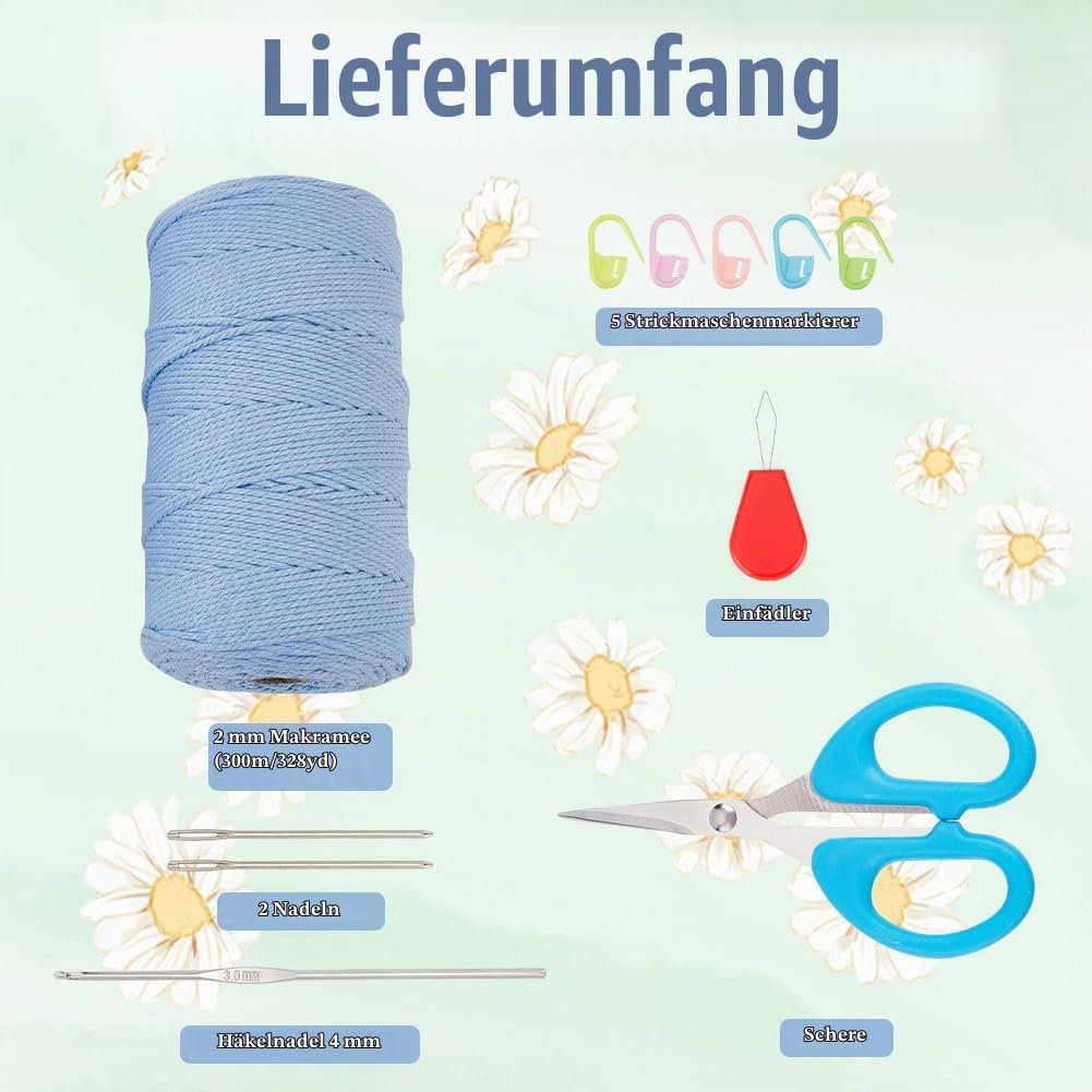 FREEBLOSS Häkelset Für Anfänger, Häkeltaschen Herstellungsset, DIY Häkel Einkaufstaschen Set, Häkelset Für Erwachsene Mit Anleitung, Häkeltasche Für Den Täglichen Gebrauch Zum Einkaufen