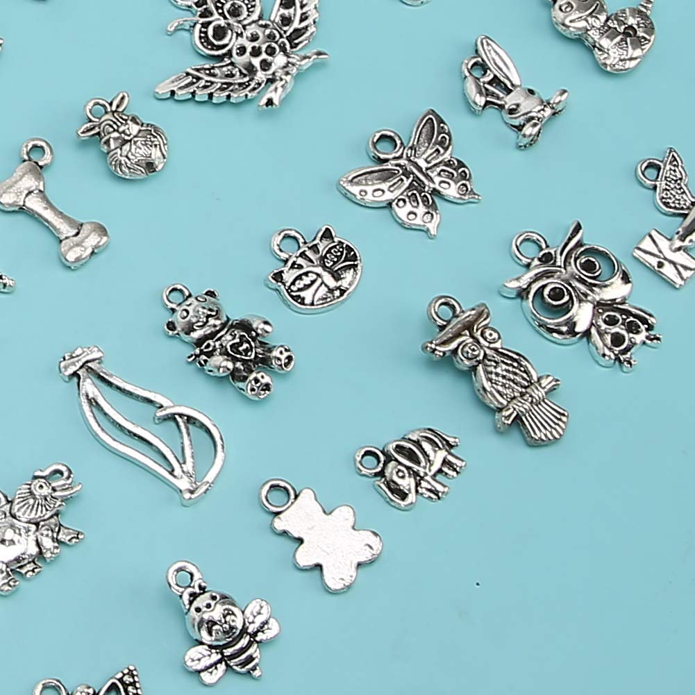 Ciondoli Misti 150 Pezzi Assortiti Pendenti in Oro Antico Argento, Ciondoli di Creazione di Gioielli Fai da Te Bigiotteria Charm per Bracciale