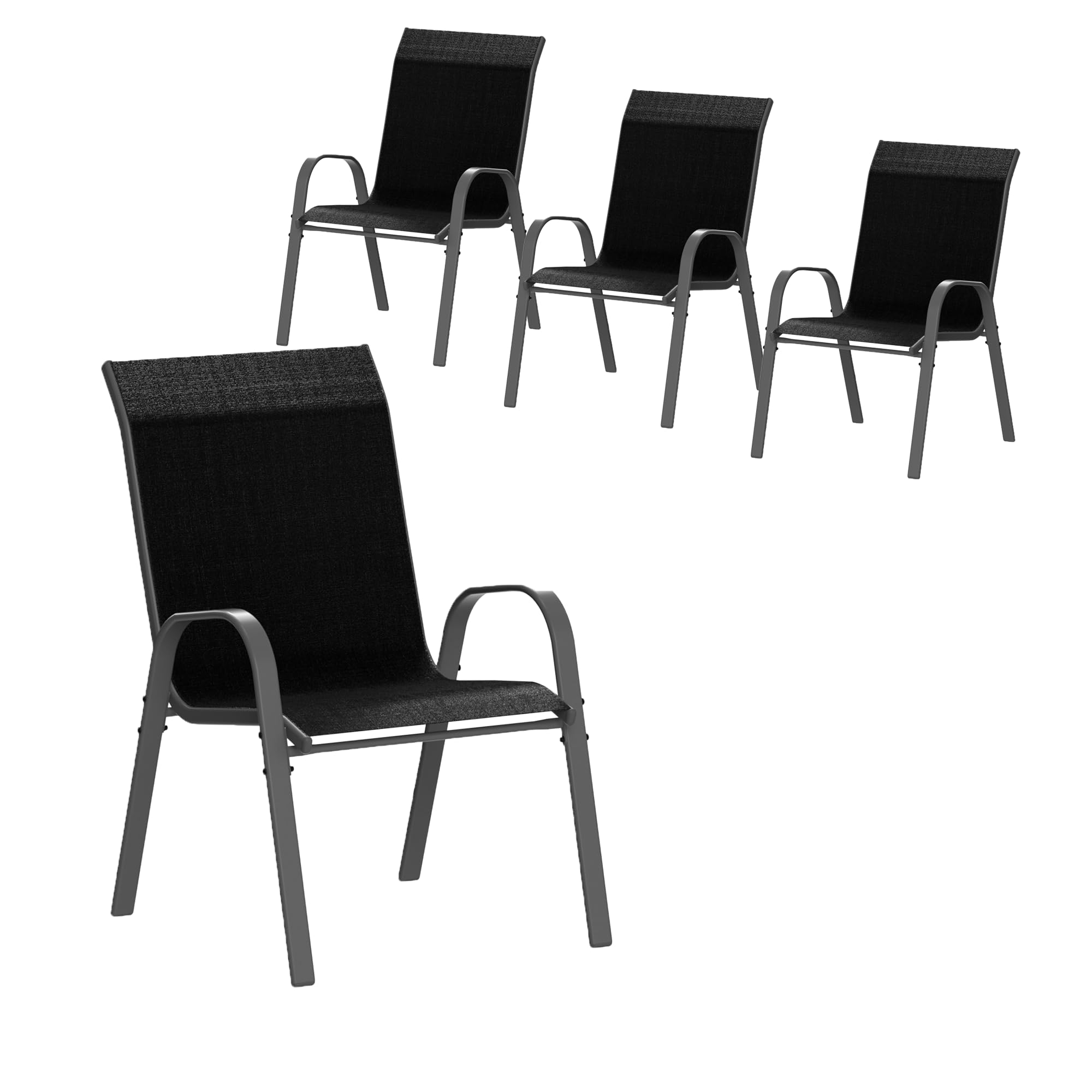 Photo 1 of **NONREFUNDABLE**FOR PARTS OR REAIR**SEE NOTES**
Amopatio Patio Chairs Set of 4, Outdoor Stackable Dining Chairs for All Weather, Comfortable Breathable Garden Outdoor Furniture for Backyard Deck, Black and White Set of 4 Black and White