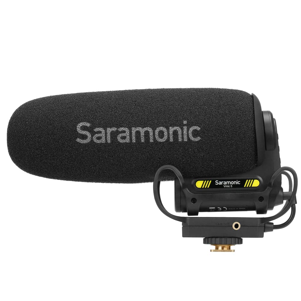 Saramonic Professionelles On-Kamera-Supernierenmikrofon mit 2-stufiger Verstärkung, 150 Hz Hochpassfilter, Kopfhörerausgang und 150-Stunden-Li-Ionen-Akku (VMIC5), Schwarz