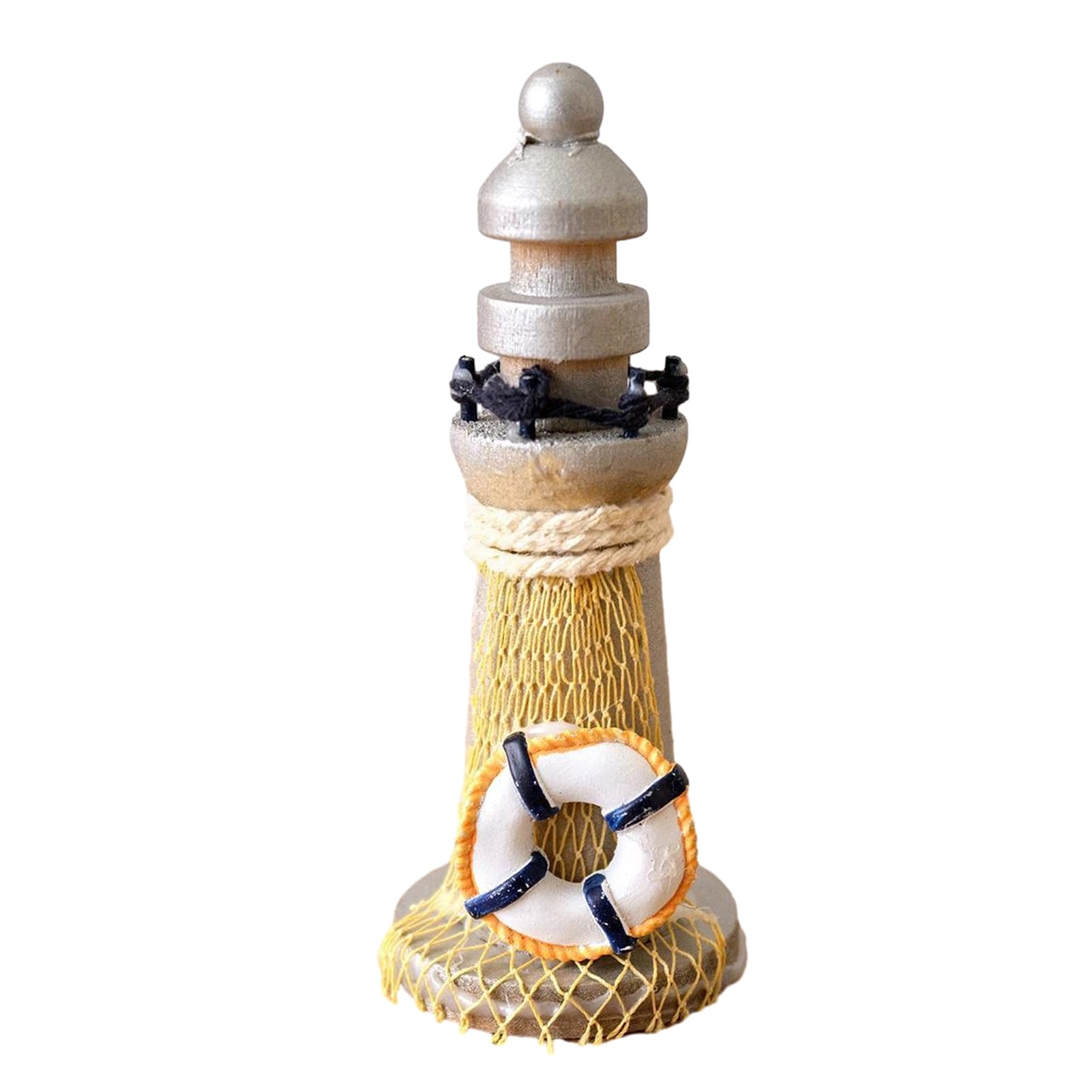 tabecou Rustic Lighthouse Figurine, Nautical Lighthouse Ocean Beach Sculpture, Handcrafted Coastal Centerpiece for Mantel Bookshelf