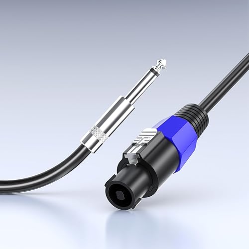 Miniatura 4 de Paquete de 2 cables de altavoz Speakon de 6 pies a macho de 14 pulgadas, cable profesional resistente de calibre 12, cable de conexión de 0.250 in