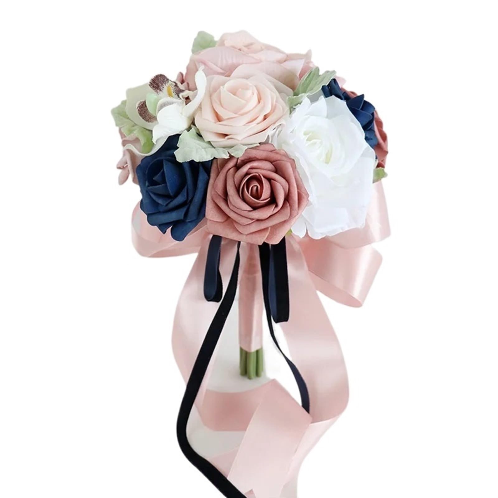 ZGCrumphant Artificial Wedding Bouquet Bride Bridesmaid Bouquets 7 inch Artificial Rose Flower Tossing Bouquet for Fall Wedding Ceremony Decor(Color2)