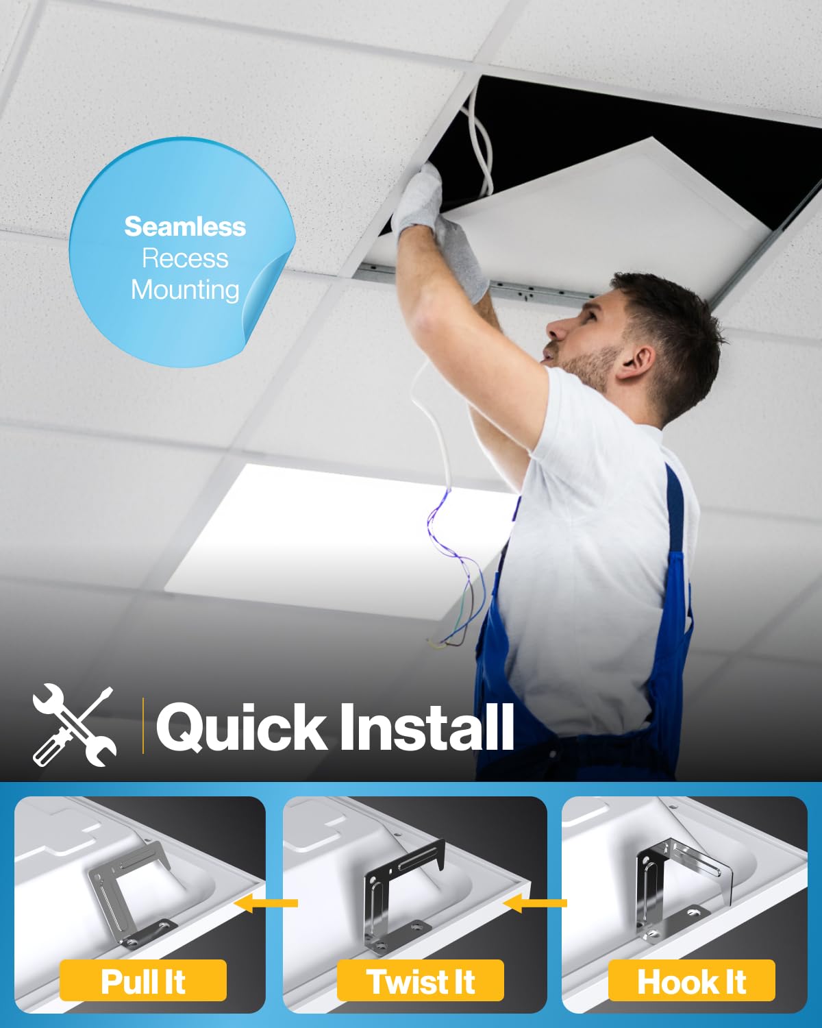 Sunco 2 Pack 2x2 LED Flat Panel Light, Selectable Color Temperature 4000K/5000K/6000K, 40W Dimmable 0-10V, 4400 LM, Dustproof Back-Lit Drop Ceiling Troffer Replacement Light Fixture ETL