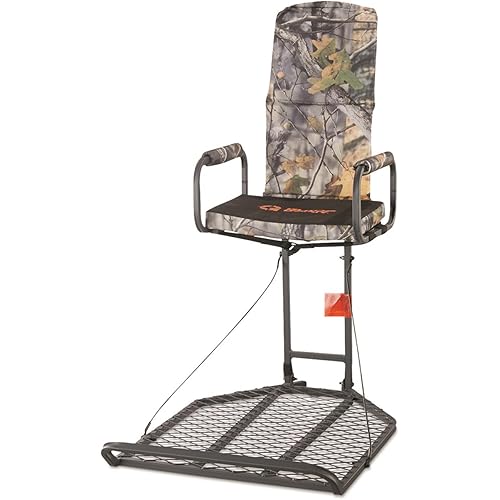 Guide Gear Deluxe Hang-On Tree Stand Chair for Hunting Cushion Seat Hunt Gear Equipment Accessories, Camo Camo