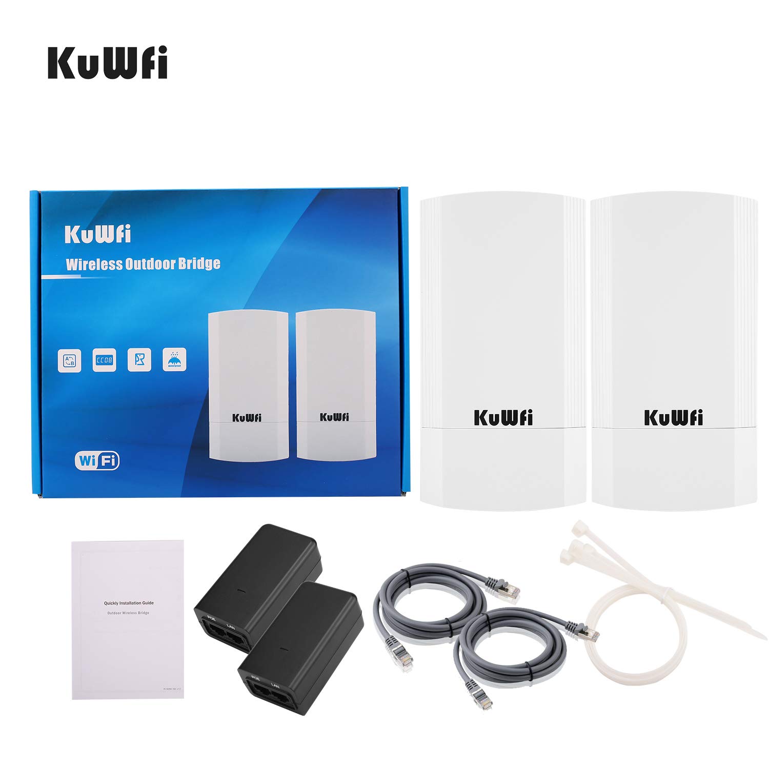 KuWFi Outdoor Wireless Access Point, 2Pack 900Mbps Long Range Indoor