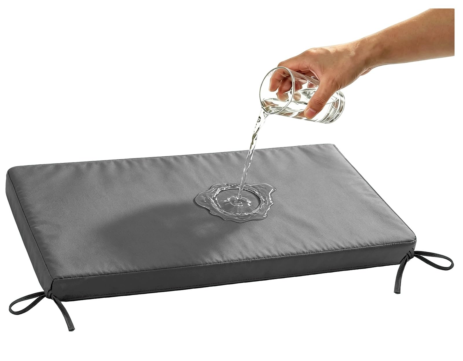 ILiemao 80% Waterproof Outdoor Patio Chair Cushions with Ties, Outdoor Bench Cushion Waterproof with Filling, Comfortable Cushion for Patio Porch Swing Garden Furniture(Grey,120x50 cm 47x20 in)