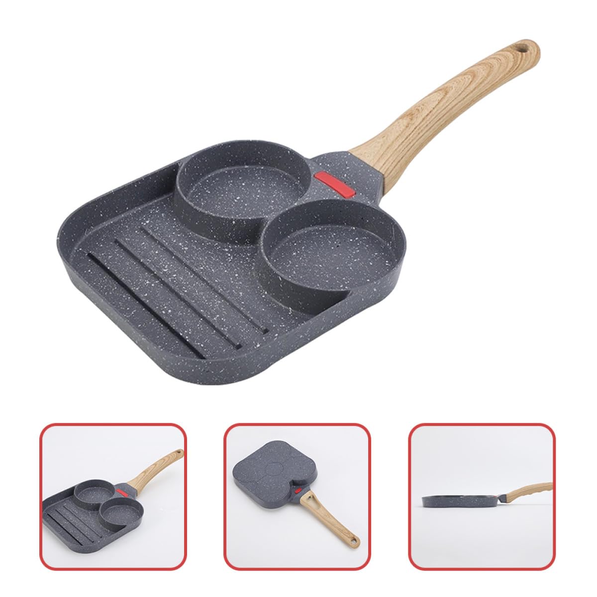 MAGICLULU Padella per Uova Antiaderente per Colazione Tegamino con Sezioni Multiple per Pancake e Hamburger Compatibile Induzione Facile da Pulire e Conservare