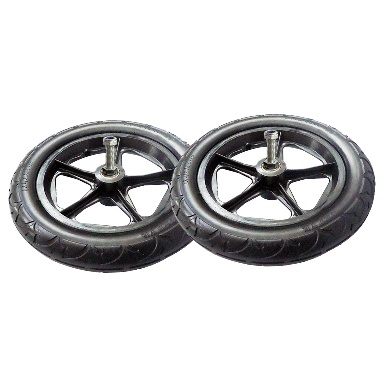 Rueda Trasera de Repuesto para Silla de Ruedas de 12 Pulgadas, 12 1/2x2 1/4 Llanta Maciza No Inflable, para Sillas de Ruedas, Rollators, Andadores(Zwart)