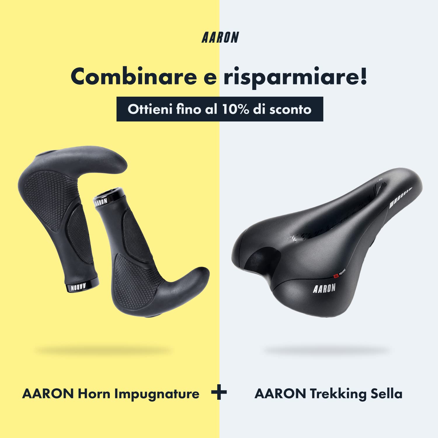 AARON Horn - Impugnature per manubrio bicicletta con gel ammortizzante - struttura ergonomica in gomma antiscivolo - per bici elettrica, da trekking, mountain bike, da turismo, ecc.