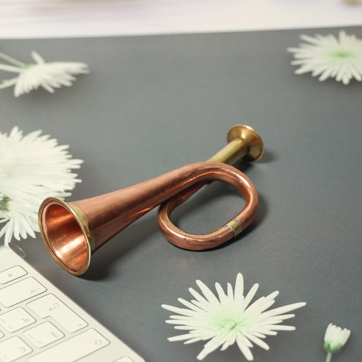 Geniadity Kids Toy Brass and Copper Blowing Command Signal Horn Small 6" Inch Bugle Best Gifts Kids Toys Real baby Bugle to Play Pure Brass Handicraft-picture-19