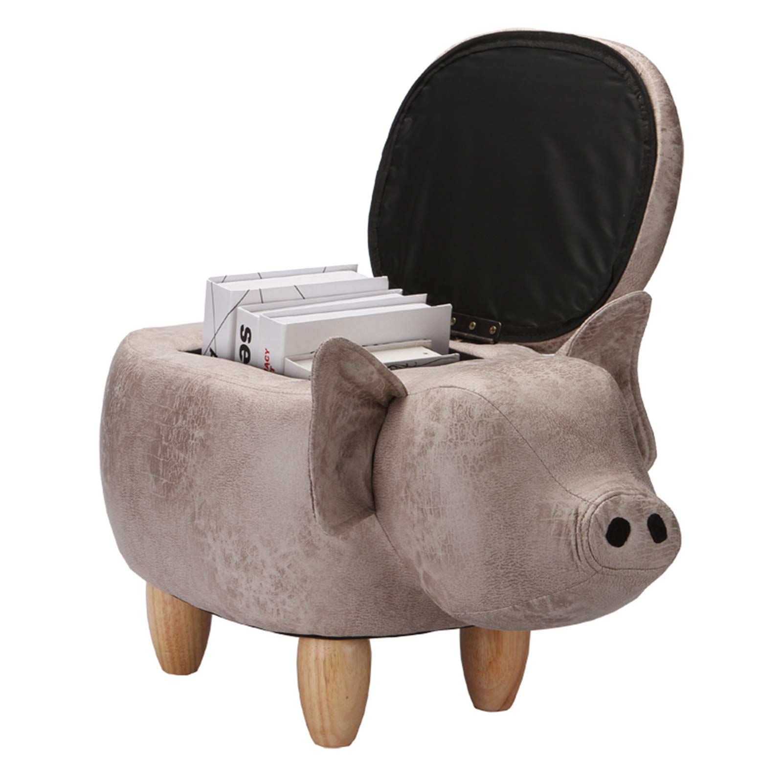 Footstool Animal Cute Storage Ottoman for Kids Adults Anti-Slip Padded Seat Bedroom Living Room Office Footstools Gift Furniture,B