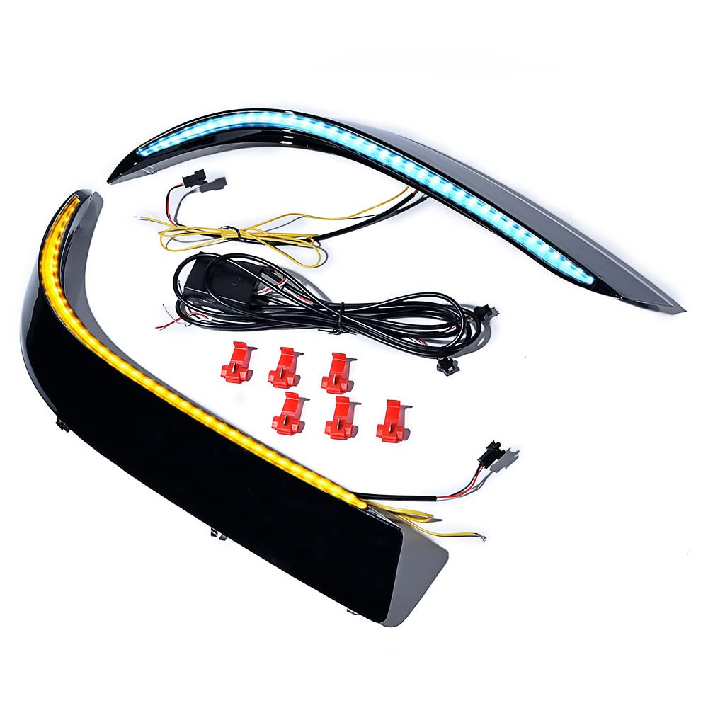 Astra Depot Pair LED DRL White Daytime Running Blue City Light with Sequential Amber Turn Signal Lamp Kit Compatible with 2020-2022 2023 Toyota Highlander XSE