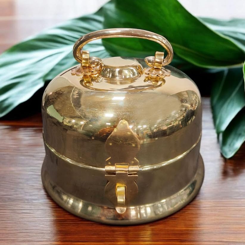 Ventage Brass Pandan Box | Traditional Paan Supari Masala Storage Box | Antique Handcrafted Decorative Box with Compartments (Size -large)-image-48