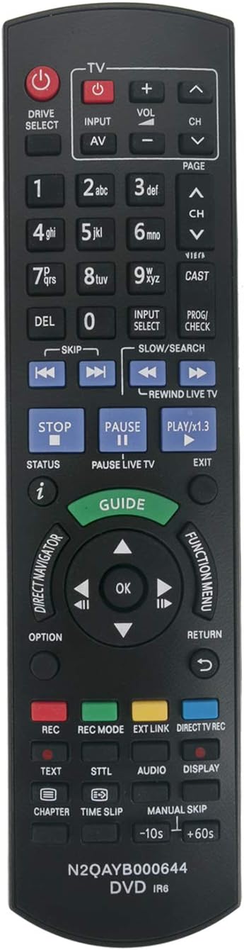 VINABTY N2QAYB000644 Replacement Remote Control Fit for Panasonic DVD Recorder DMR-XS400 DMR-EH545EG DMR-EH63EC DMR-EZ49VEB DMREH535EG DMREX768EBK DMREX88EB DMR-EH495 DMREH595EG - Image 4