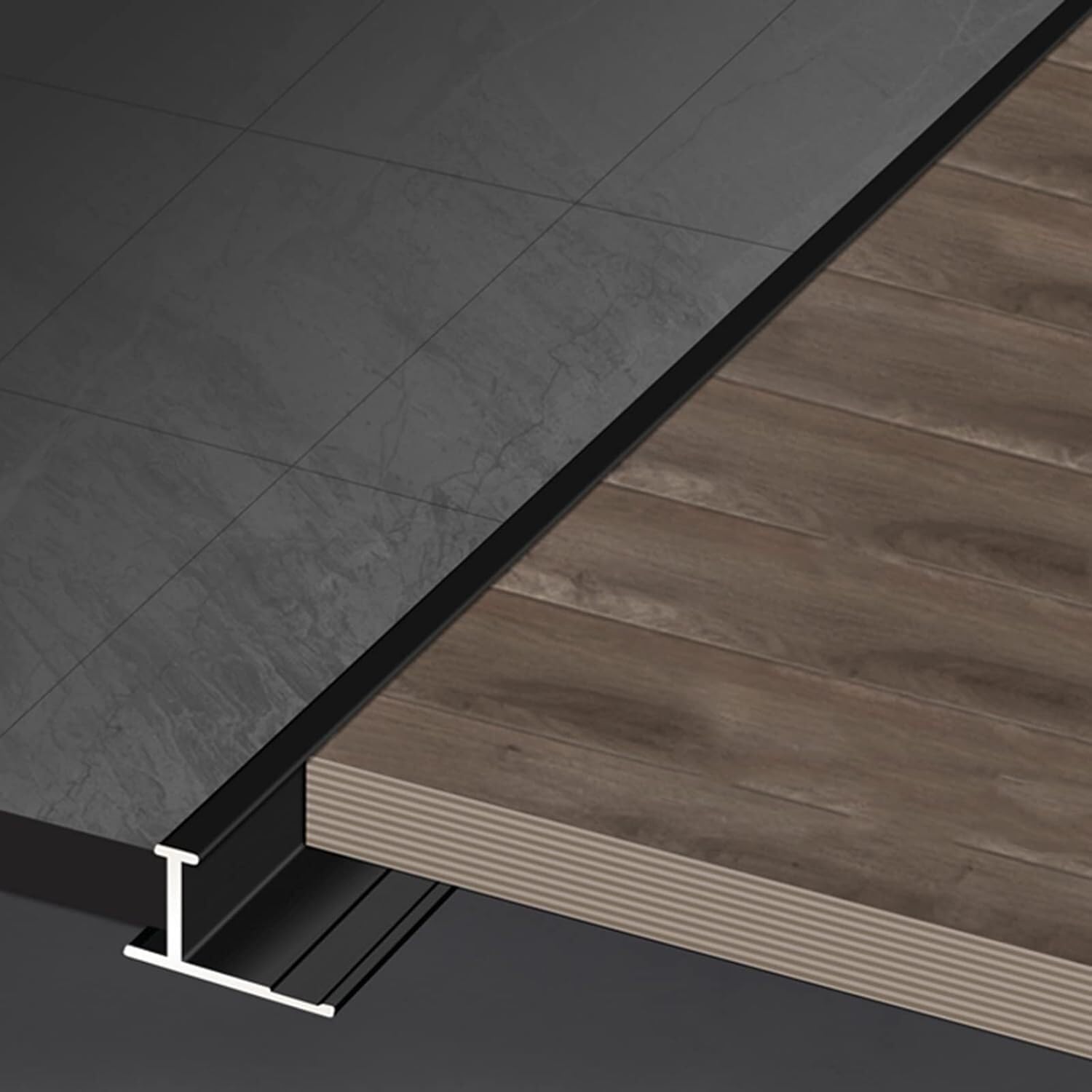 Bandes de connexion entre plancher bois et stratifié pour masquer les joints de sol