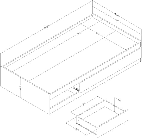 Miniatura 3 de South Shore Cama Gramercy Pure White, contemporánea