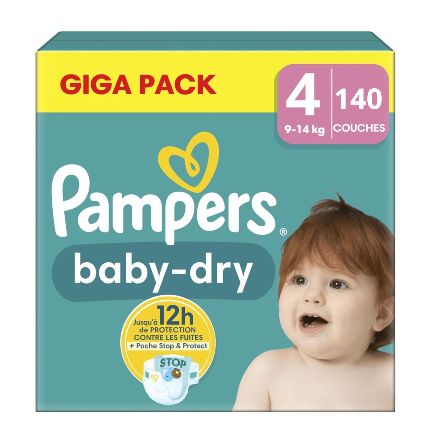Pampers - Baby Dry - Taille 4 - Mega Pack - 140 pièces - 9/14 KG
