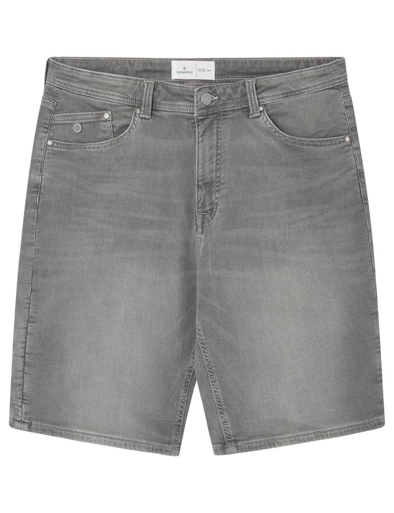 SPRINGFIELD Bermuda Vaquera En Knit Denim Gris Hombre